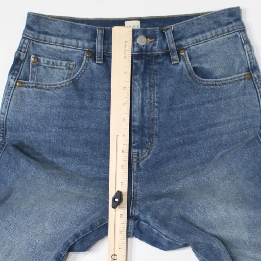 La Vie Rebecca Taylor High Waist Straight Leg Stretch Jeans Medium Wash Women 28